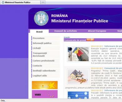 Site-ul Ministerului de Finanţe, cuprins de 'flacăra violet'